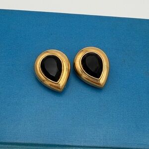 CINER Elegant Gold and Black Teardrop Earrings